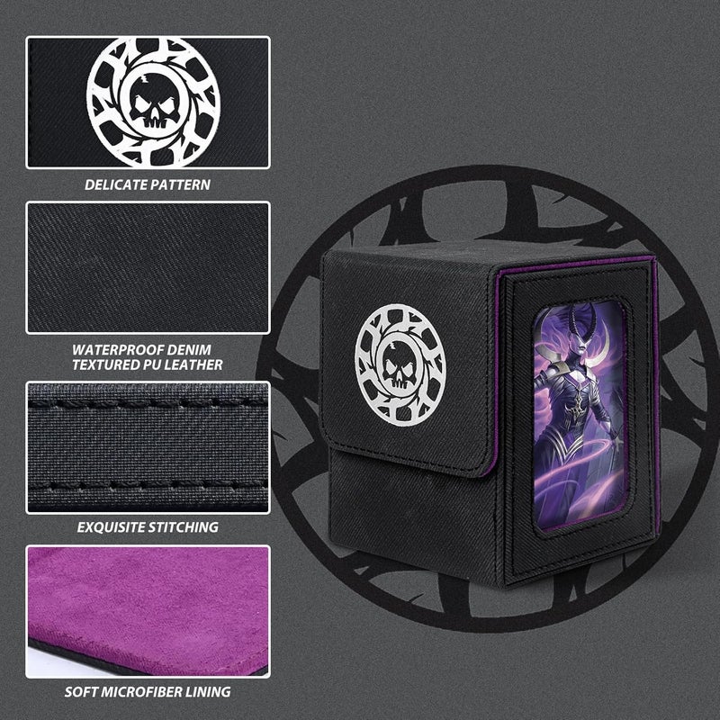 Infinity Guard Card Deck Box for MTG with Commander Display for 100+ Double Sleeved Cards, Magnetic Card Storage Box Fits for TCG Sports Trading Cards (Black&Purple) - Image 4